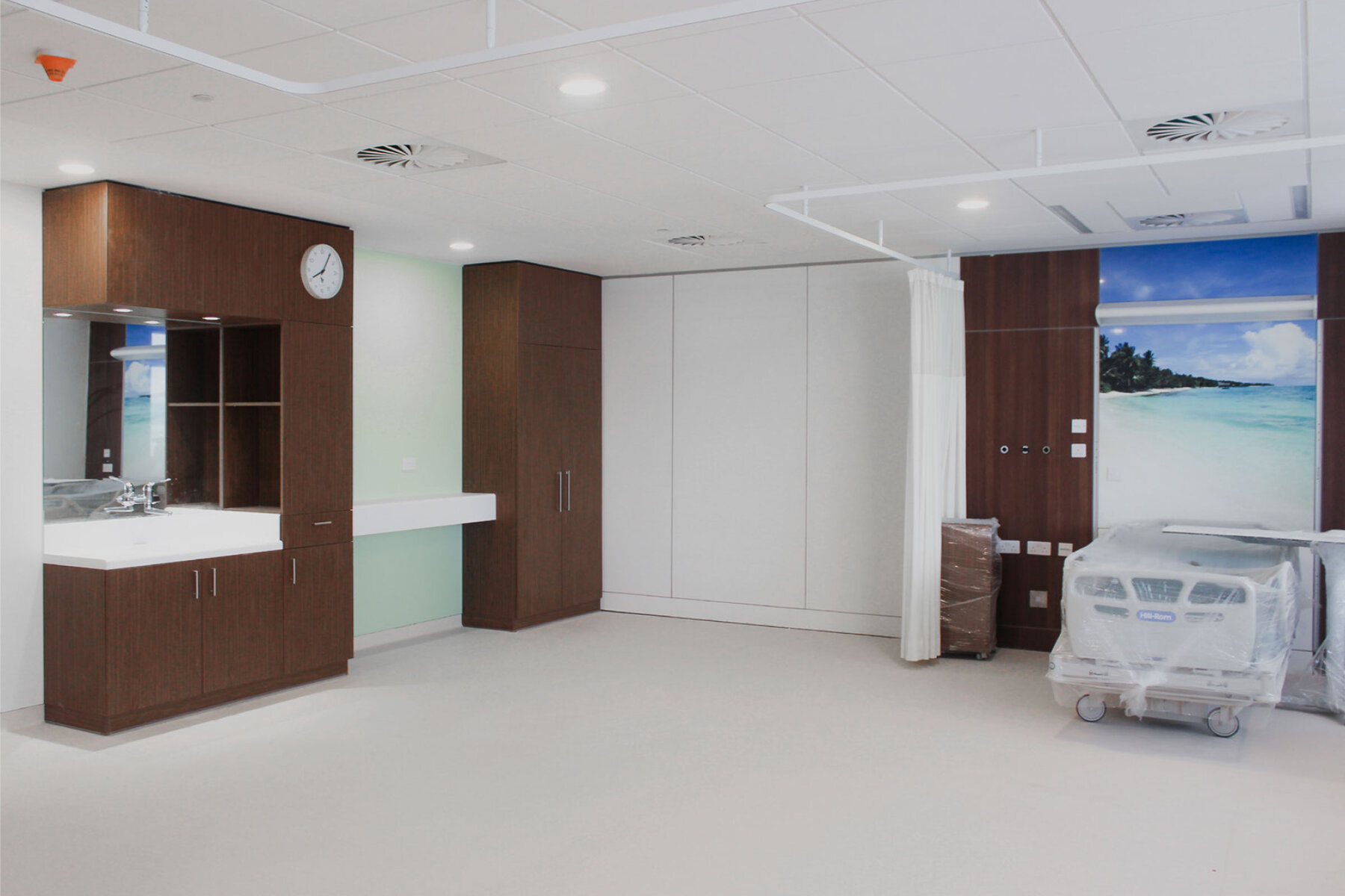 Patient room, New Jahra Hospital, Kuwait Patient room and functional furniture, New Jahra Hospital, Kuwait