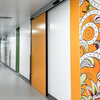 Corridor with automatic sliding doors in a hospital