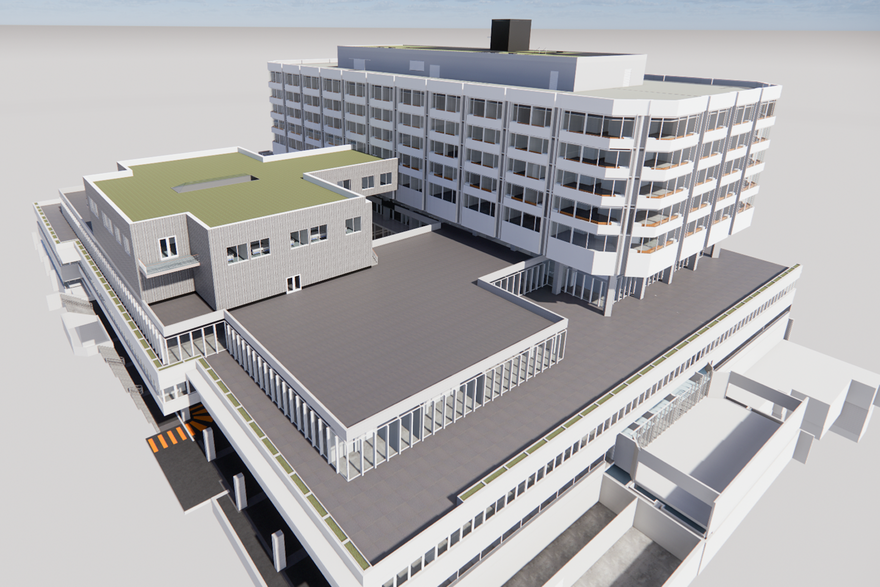 Rendering Gebäude Aufstockung Krankenhaus