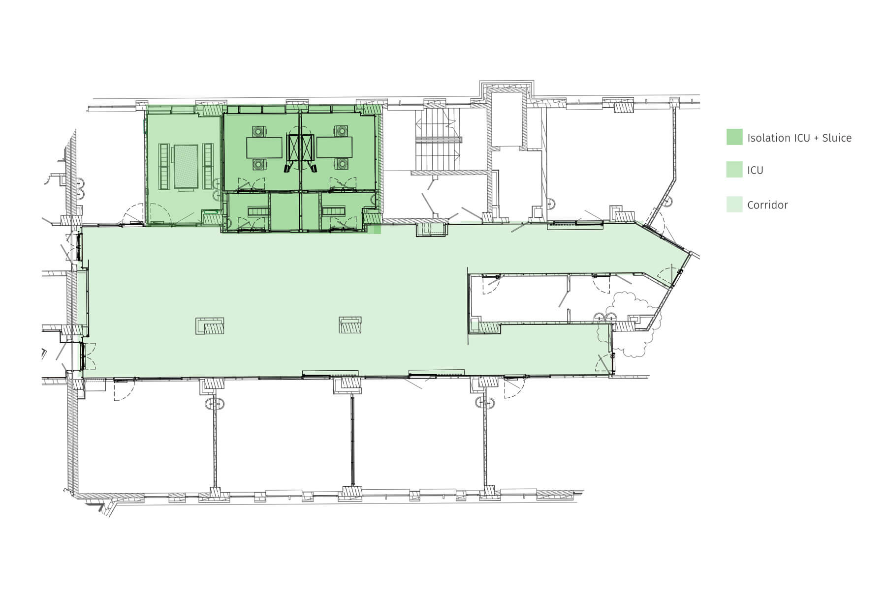 layout icu and isolation rooms